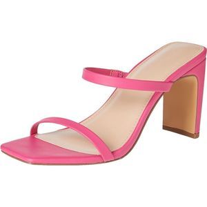 Women's Avery Square Toe Two Strap High Heeled Hot Pink Sandal